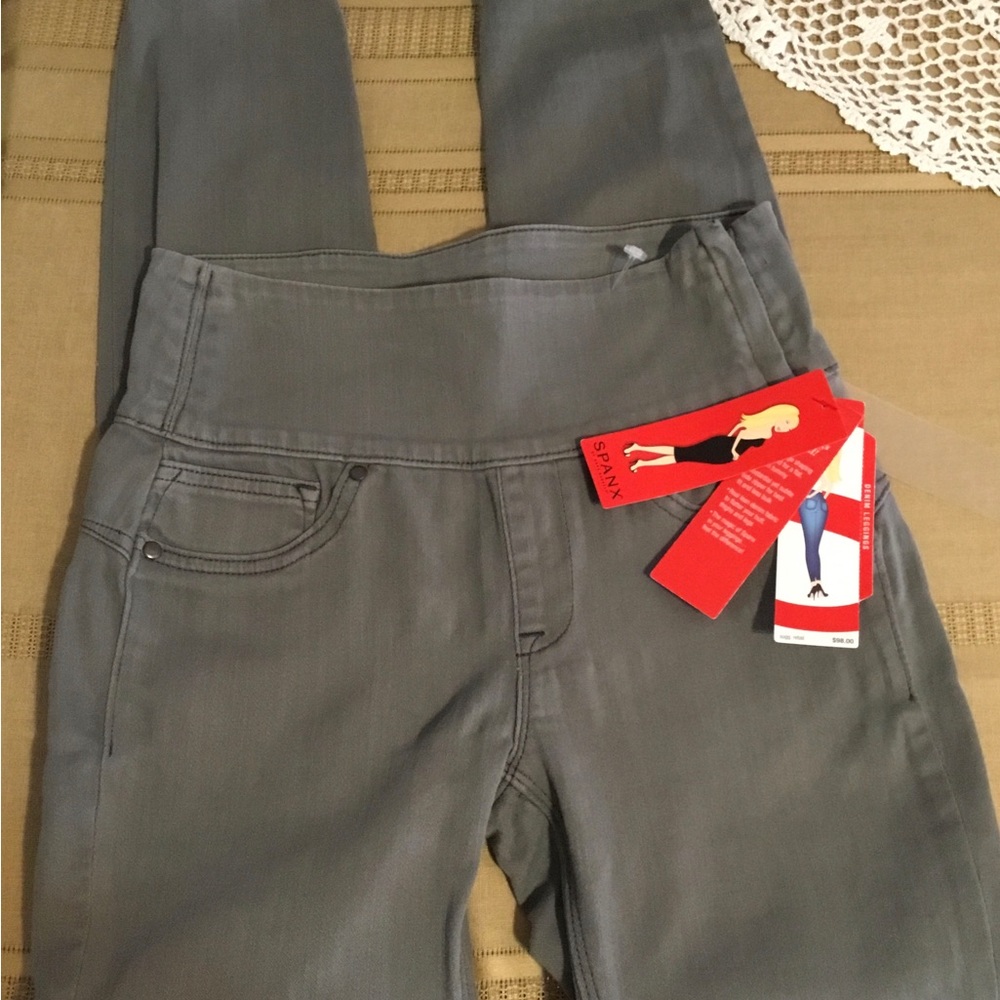 SPANX GUNMETAL DENIM LEGGING/ SIDE ZIPPER/ NWT / SIZE SP 2-4 / LENGTH 29” - Picture 1 of 4